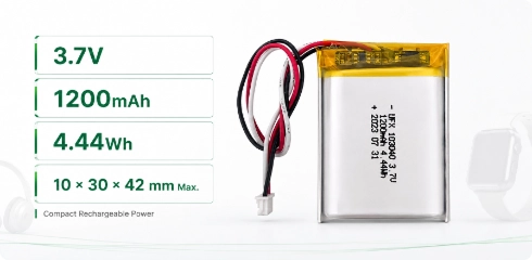 Ufine 103040 3.7V 1200mAh lithium polymer battery for compact electronics
