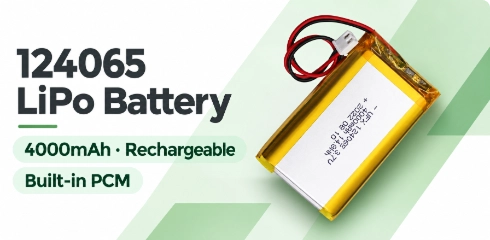 Ufine 124065 3.7V 4000mAh rechargeable pouch battery with wire leads and connector