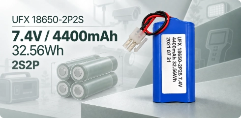 Ufine 18650-2P2S 7.4V 4400mAh lithium ion battery pack