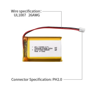 3.7V 1800mAh Lithium Polymer Battery UFX0382-03 03