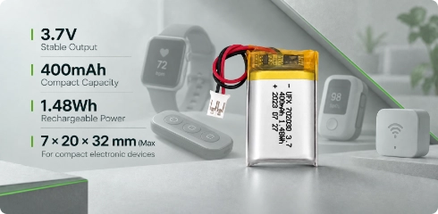 Ufine 702030 3.7V 400mAh lithium ion battery for compact electronics