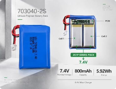 703040-2S 7.4V 800mAh battery pack engineering highlights