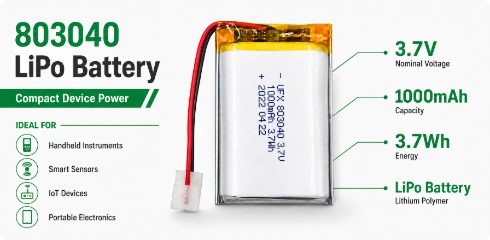 Ufine 803040 3.7V 1000mAh lithium polymer battery for compact devices