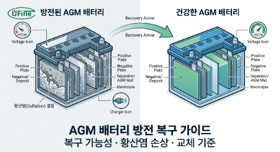 AGM 배터리 방전 복구 가능성과 황산염 손상 분석