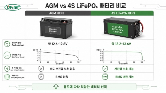 AGM과 리튬인산철 오토바이 배터리 안정 전압과 방전 특성 비교