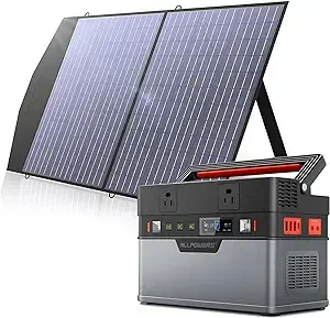 allpowers 606wh portable power station with 100w solar panel