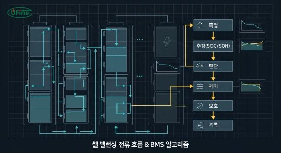 셀 밸런싱 전류와 BMS 알고리즘 흐름도