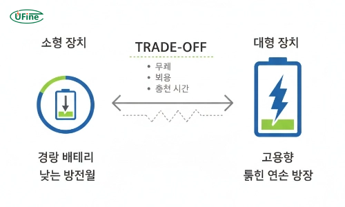 소형 장치와 대형 장치에서 배터리 용량 선택 전략 비교