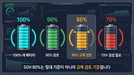 배터리 SOH 80% 교체 검토 기준을 설명하는 상태 등급 이미지