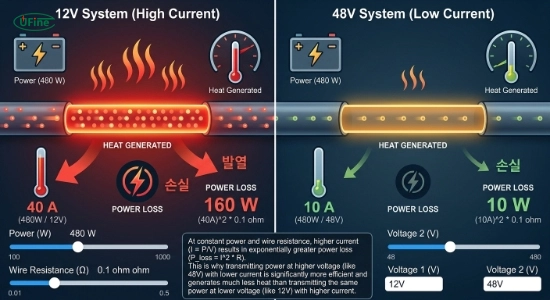 전압에 따른 전류 변화 비교 로봇 배터리 설계