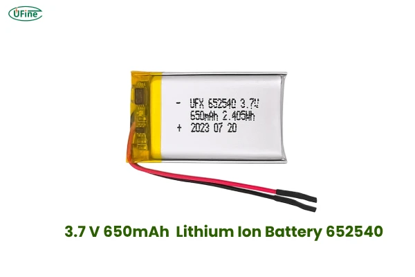3.7 v 650mah lithium ion battery 652540