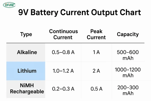 9v battery current output chart