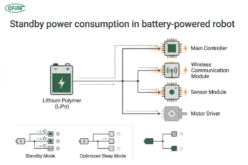 robot battery standby power consumption and energy flow diagram