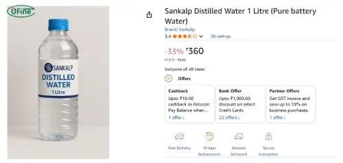 distilled water for battery price