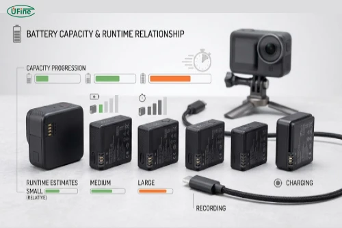Action camera battery capacity and runtime comparison
