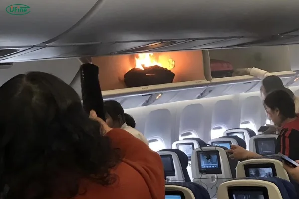 power bank catches fire on plane
