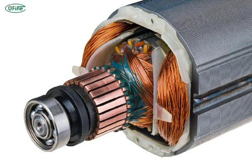 rotor and stator detail of an electric dc motor