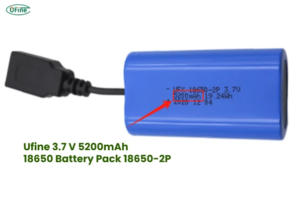 ufine 3.7 v 5200mah 18650 battery pack