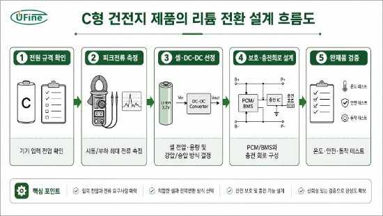 C형 건전지 제품의 리튬 배터리 전환 설계 절차