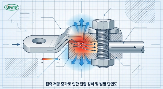 배터리 단자 접촉 저항과 전압 강하 구조 이미지