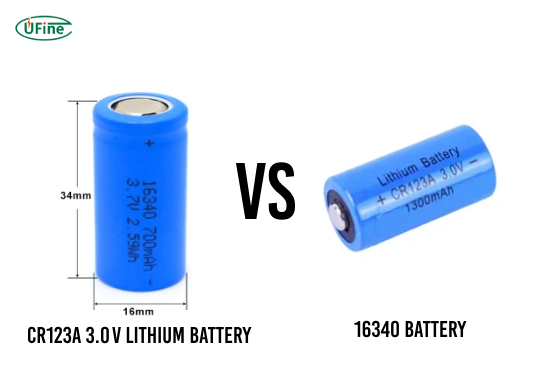 cr123a 3 0 v lithium battery vs 16340 battery