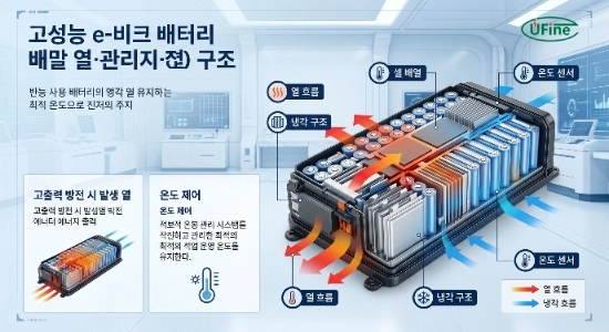 배달용 전기자전거배터리 열관리 구조를 설명하는 이미지