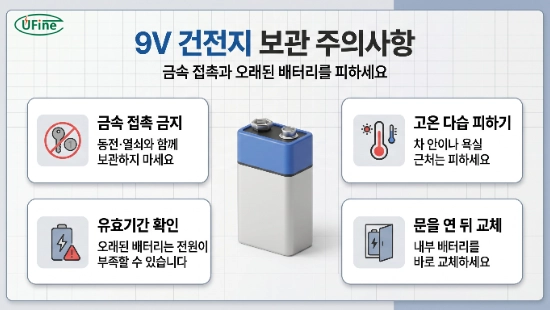 도어락 비상용 9V 건전지 보관 및 사용 주의사항