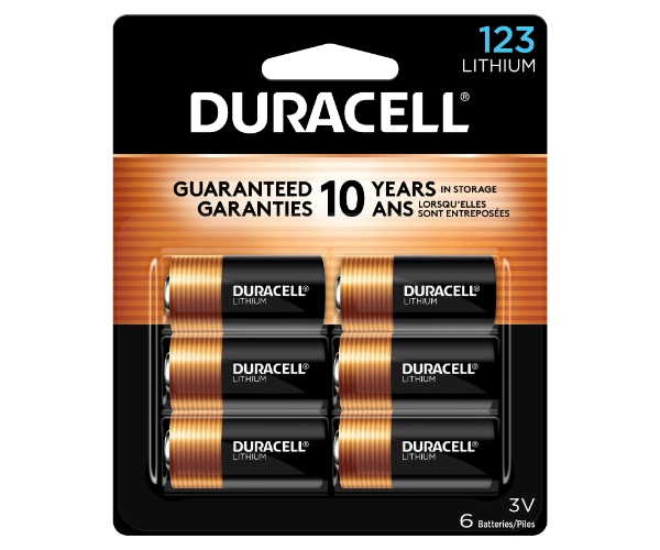 duracell cr123a 3v lithium battery 6 count pack