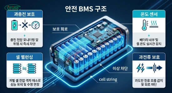 전기자전거배터리 안전 BMS 보호 시스템을 설명하는 이미지