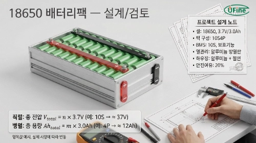 18650 배터리팩 최종 설계와 검토 이미지