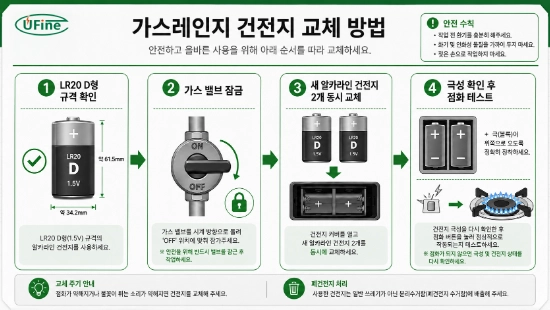 가스레인지 LR20 D형 건전지 확인과 안전한 교체 순서