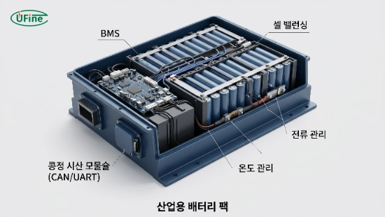 산업용 배터리 팩에서 BMS를 사용하는 구조