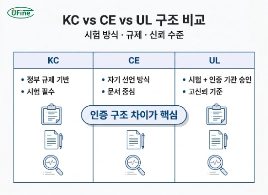 KC CE UL 인증 방식 구조 비교 인포그래픽 차이 설명