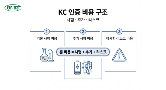 KC 인증 비용 구조와 시험 추가 비용 리스크 분석 인포그래픽