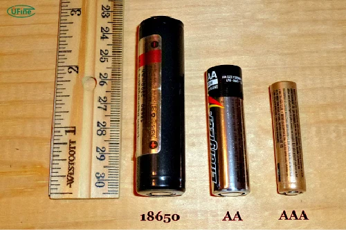 18650 배터리와 AA/AAA 배터리 크기 비교