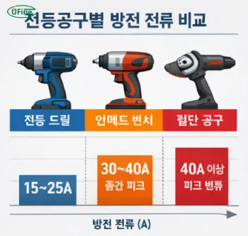 전동공구별 방전 전류 요구 비교