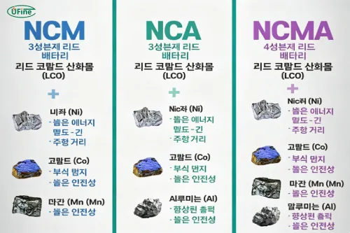 세 가지 유형의 배터리 양극재