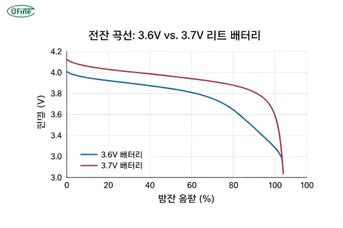 3.6V 대 3.7V 리튬 배터리 전압 곡선