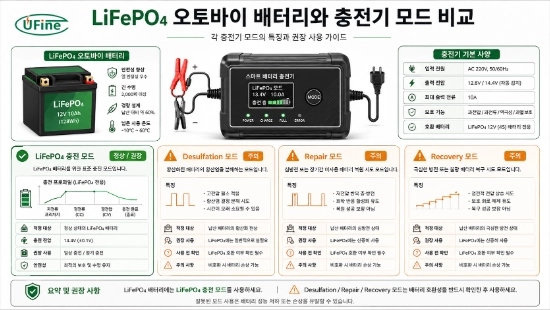 AGM 충전기와 LiFePO₄ 오토바이 배터리 충전 모드 호환성