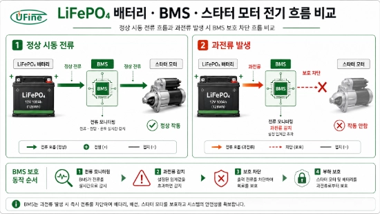 LiFePO₄ 오토바이 배터리 BMS와 시동 피크 전류 관계