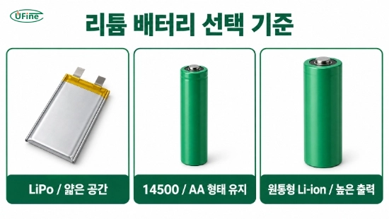 LiPo, 14500, 원통형 리튬 배터리의 적용 조건을 비교한 선택 가이드 이미지