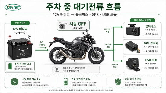 오토바이 블랙박스 GPS USB 상시 전원으로 인한 배터리 방전