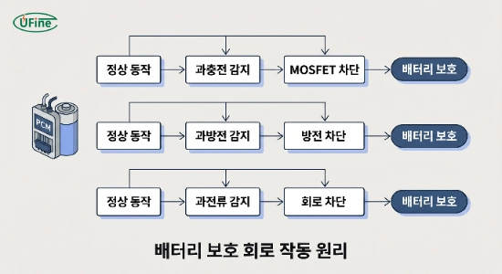 과충전과 과방전 상황에서 배터리 보호 회로가 작동하는 과정