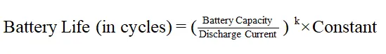 peukert equation calculates formula