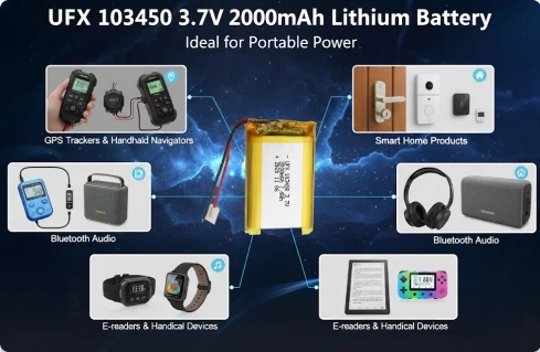 103450 3.7v 2000mah battery applications