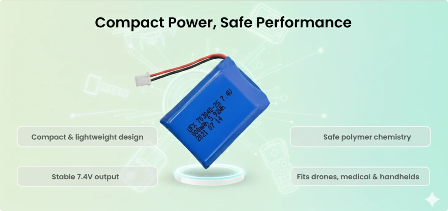 product compact power 7 4v 800mah lithium ion battery