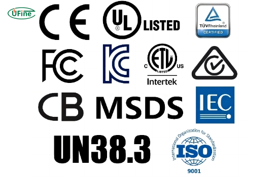 battery- certification types UL IEC CE UN38.3
