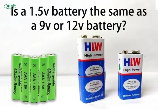 what are the main differences between 1 5v 9v and 12v batteries